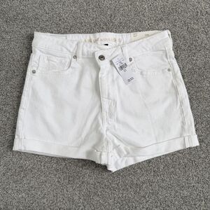 American Eagle Mom Shorts Women’s White High Rise Stretch Cuffed Size 6 NEW
